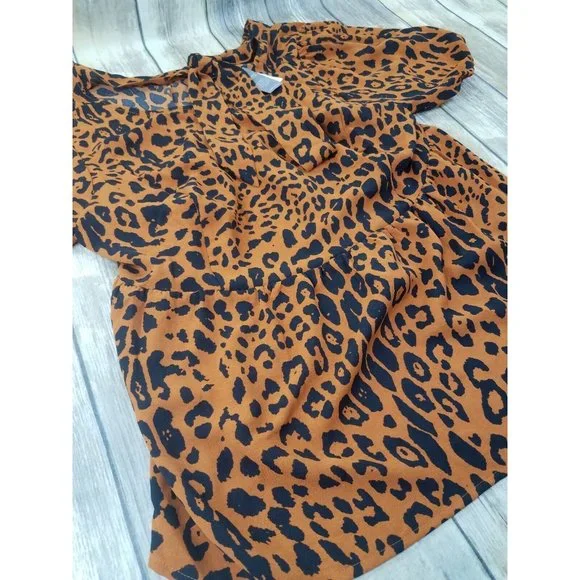 Lane Bryant Illusion Collection Blouse Top Womens Size 18 Brown Animal Print New - Picture 4 of 13